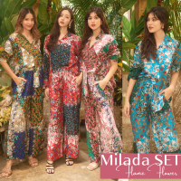 Set Milada Frame flower ชุดเซ็ทเสื้อเชิ้ต&amp;กางเกง ลำลอง ลายดอกไม้ โบฮีเมียน