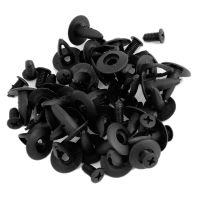 6mm Hole Dia Black Plastic Rivets Fastener Fender Bumper Push 30pcs