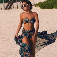 Hot sell Embroidery Kaftan Beach Tunic Cotton Beach Cover up Saida de Praia Swimsuit Women Bikini cover up Pareo Sarong Beachwear