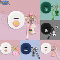 for SoundPEATS Air 4 / Air 3 Deluxe / Capsule 3 Pro Earphone Silicone Case Lovely Unicorn Earbuds Protective Headphone Cover Headset Skin with Pendant