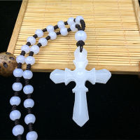 Natural Genuine White Jade Cross jade pendant necklace jade pendant sweater chain mens and womens lovers jade pendant VMH7 VMH7