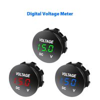 Round Panel Digital Voltmeter for 12V 24V Car Motorcycle Boat ATV Truck Yacht Camper LED Display Voltage Gauge Tester