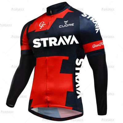 STRAVA Autumn Bicycle Jersey Bicycle Team Race Sportswear Road Bike Shirt Males MTB Downhill Clothing Full Sleeve Bicycle Wear