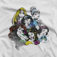 ♨∈❀ เสื้อยืด พิมพ์ลาย Disney Princess Group Bold Color Pop Banner เหมาะกับผู้ใหญ่ และผู้หญิง สําหรับผู้ใหญ่