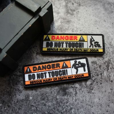 3D PVC Military Patch DO NOT TOUCH WARNING Outdoor Tactical Morale Badge Hook and Loop Patch on Backpack Sticker Applique Adhesives Tape