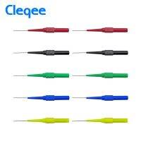 Cleqee 10Pcs ฉนวนกันความร้อนเจาะเข็มไม่ทำลายมัลติมิเตอร์ทดสอบ Probes สีแดง/สีดำ