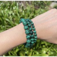 Natural Malachite  Bead Bracelet, Genuine Round Beaded Healing Crystal Bracelet Men Women Stretchy Bracelet