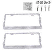 2Pcs Women US Vehicle Bling Cool Exterior Accessories Easy Install Universal Glitter Rhinestone Car License Plate Frame Fashion