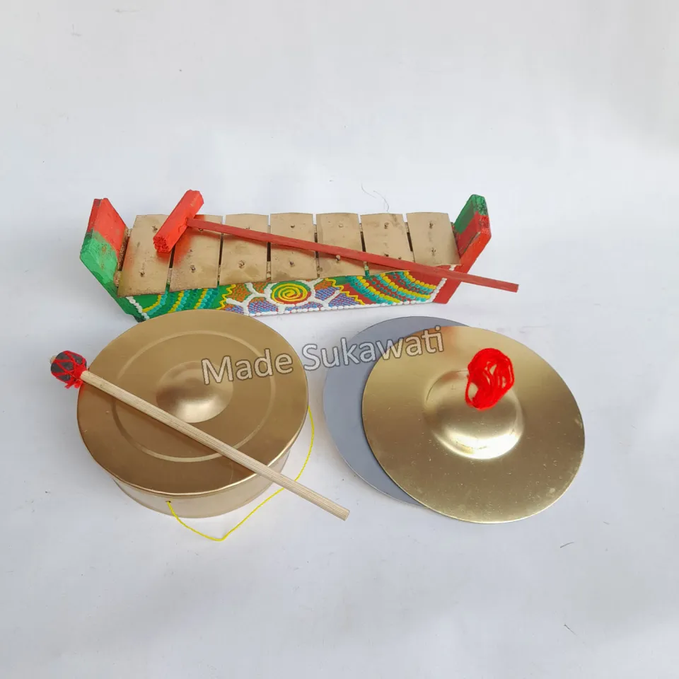 Paket alat musik mini gamelan 40cm gong cengceng kendang khas Bali