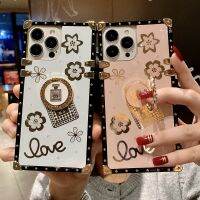 ขอบมุมฉากหรูหราพร้อมเคสโทรศัพท์ยึดแหวนเพชรแวววาวสำหรับ IPhone 11 12 13 14 Pro Max สำหรับ IP 15 Pro Max Plus ปิดคลุมป้องกันการกระแทก