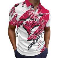 2023 New Style Sports 3D Hd Digital Printing Mens Short-Sleeved Lapel Zipper polo Top