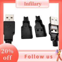 INFILARY สีดำสีดำ ประเภทปลั๊ก USB พลาสติกทำจากพลาสติก ประเภท A ช่องเสียบ USB ตัวผู้ ขั้วต่อ USB พร้อมเคส ขั้วต่อพร้อมฝาครอบ