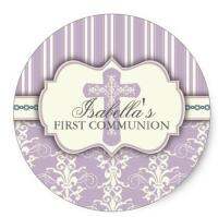 1.5inch Vintage Da First Communion Sticker Purple