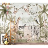 Milofi customized high-end mural tropical jungle giraffe warm cartoon wallpaper children 39;s room home decoration