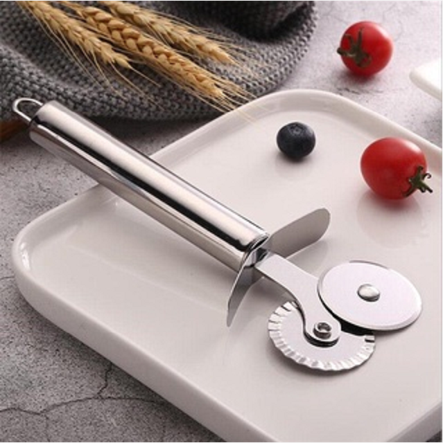 Dual Stainless Steel Blades Nonstick Pizza Cutter Rolling Pancake Wheel ...