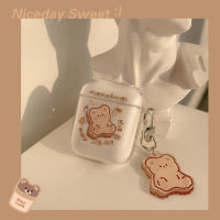 Cartoon Bear Pendant Keyring Headphone Case for Air Pods 1/2 Pro Soft TPU Earphone Cover