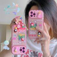 {Chaoke digital branch} เคสโทรศัพท์ติดกระจกแบบฝาพับเจ้าหญิงแอเรียลจากดิสนีย์สำหรับ Iphone 11 12 13 14 Pro Max X Xs Xr Plus SE 2020แหวนติดโทรศัพท์ป้องกันการตก