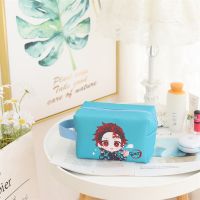 4 pcslot Demon Slayer Pencil Case High Capacity Pencil Box Stationery pouch PU leather Cosmetic Bag Office School Supplies