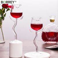 BORREY Crystal Glass Rose Red Wine Glass Wine Magnum Glass Clear Stemware Cup Party Fun Cold Drink Juice Mug 6oz Gift for Women