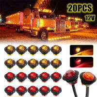 20Pcs 3/4 "12V Marker Light Led Amber Red Truck Trailer Rv Round Side Lamp Well-Sealed Waterproof Lens【fast】