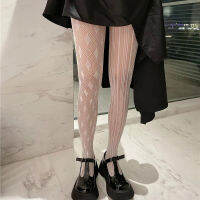 Lolita ไม่สมมาตรลูกไม้ถุงน่องผู้หญิงโปร่งใสไนลอน Tights Pantyhose Collant Femme ลายสก๊อต Hollow ถุงน่องชุด Calcetines