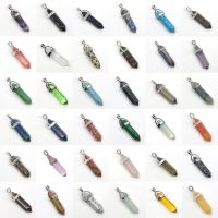 Natural Stone Pendant Healing Crystal Point Necklaces Quartz Pendulum Column Reiki Chakra Gemstones For Making Jewelry 25pcs/Lot