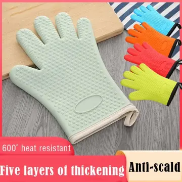 1pc Mint Green Silicone Heat Resistant Glove For Oven, Baking, Grilling,  Microwave, House Cleaning And Kitchen