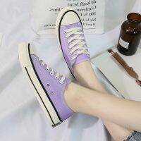 COD DSGRTYRTUTYIY 【ready stock women】ins new 1970s light purple low-top canvas shoes female Korean version of the student Harajuku style u