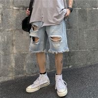 【YD】 Ripped Denim Shorts for Men Ins Fashion Five-Point Pants Jeans Streetwear Male Trousers Bottoms Size