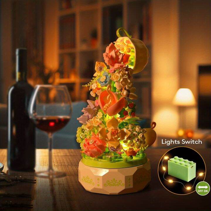 flower-botanical-collection-music-rotating-box-building-block-with-led-lights-not-compatible-with-lego-girls-toys-gift-575pcs