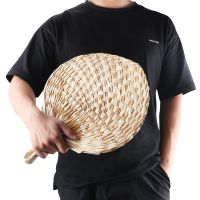 Manual Straw Hand Fans Hand-woven Palm Leaf Hand Fan Chinese Style Summer Cooling Mosquito Repellent Handmade Straw Fan Knitting  Crochet