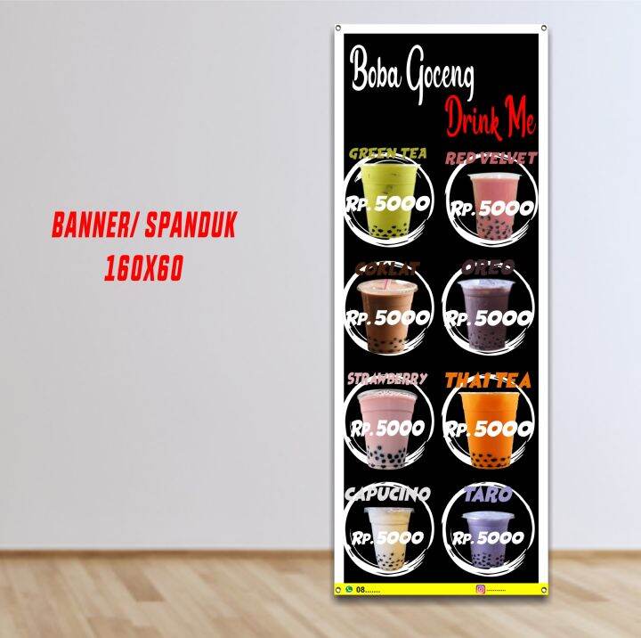 Cetak Spanduk Banner Backdrop Minuman Boba Ukuran X Cm Backdrop Minuman Boba Lazada