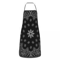 Custom Bib Black Bandana Paisley Print Apron Men Women Adult Chef Kitchen Cooking Bohemian Floral Art Tablier Cuisine Gardening