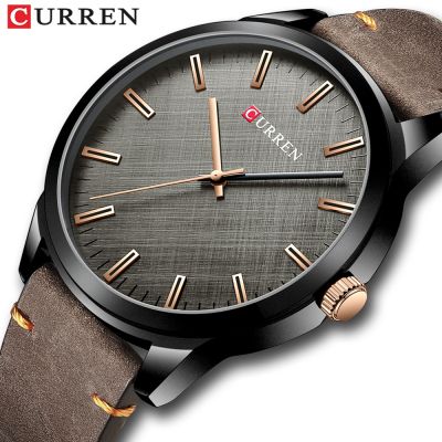 （A Decent035）CURREN ManFashion BusinessWristwatch With LeatherCasual Male Clock Black Simple Watch