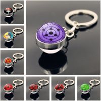 ∈ Sharingan Eye Double Size Glass Pendant Keychain Fashion Anime Kakashi Keyrings For Women Men Bag Decoration