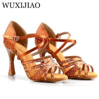 Ladies Latin Dance Shoes Five-Color Rhinestone Soft Sole Salsa Shoes Ladies Prom Sandals Ladies Wedding High Heels 7.5CM