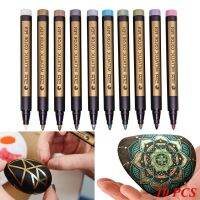 10PCS/Lot Metallic Markers Paints Pens Art Permanent Writing Markers for Paper Stone Glass WallHighlighters  Markers