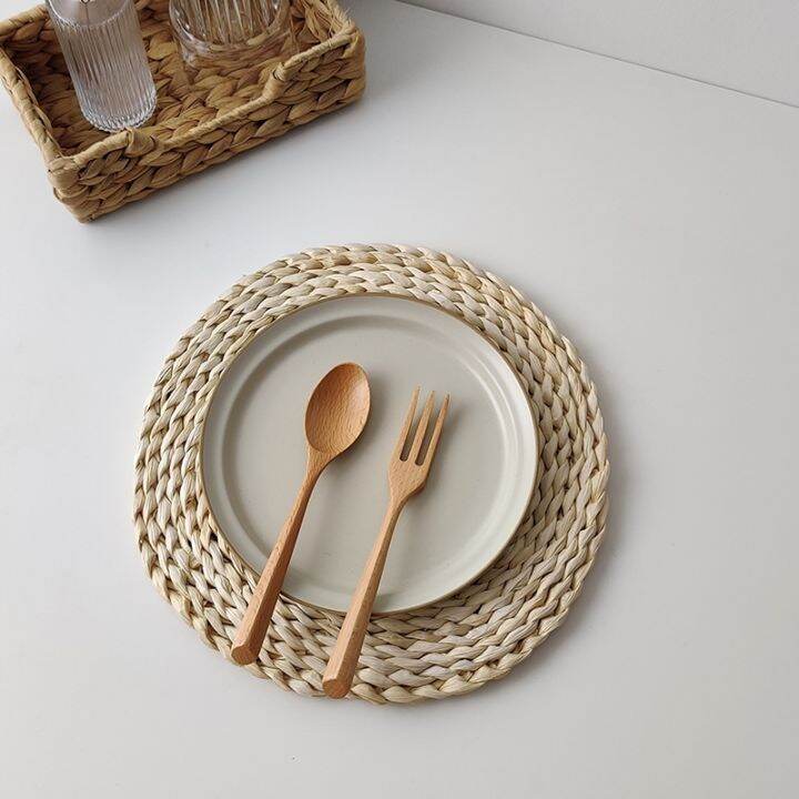 Bai Yu corn husk eat mat grass weaving heat insulation pad iron ins