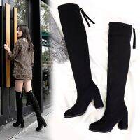 2023 Winter New Ladies Fashion Comfortable Plus Cotton Warm Boots Women Casual Sexy Flock Zip Black High Heel Black Boots Mujer