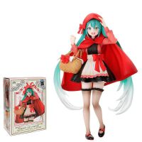 SNSDOJ อะนิเมะ 18 ซม. Miku Hatsune หนูน้อยหมวกแดง PVC โมเดลของสะสม ของเล่นตุ๊กตา โมเดลตุ๊กตา Miku Hatsune Action Figures สิ่งของจำลอง