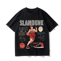 เสื้อยืดสแลมดังก์อนิเมะญี่ปุ่น Sakuragi Hanamichi 2023ฤดูร้อนเสื้อยืดพิมพ์ลายผู้ชายเทรนด์เสื้อแฟนบาสเกตบอลแขนสั้นของขวัญ