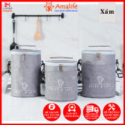 Túi Giữ Nhiệt Cho Hộp Cơm Văn Phòng - Màu Xám Be - Ama01