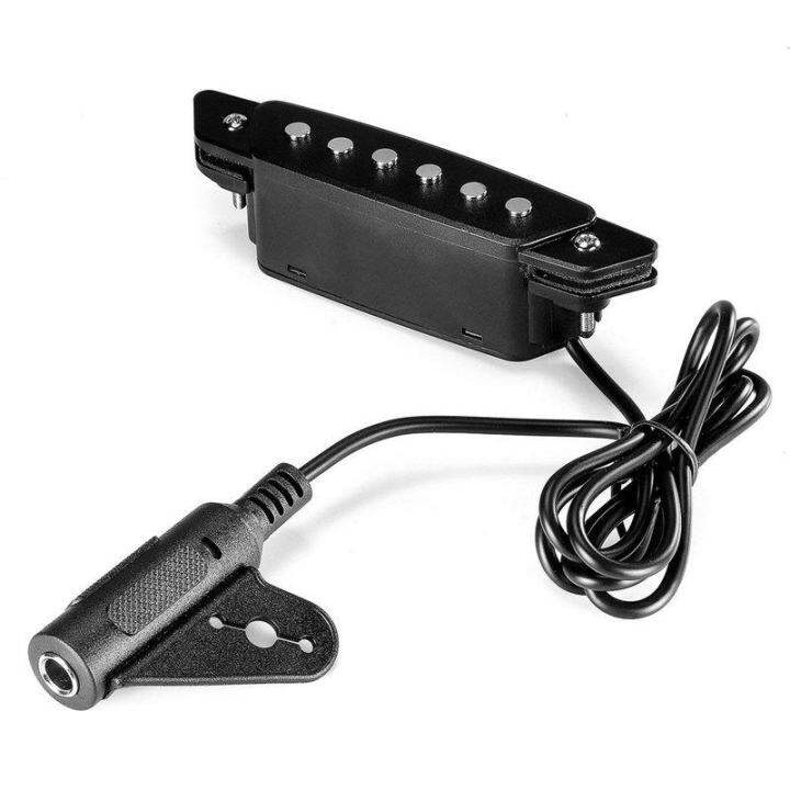 sh-85-black-6-hole-soundhole-pickup-with-active-power-strap-end-pin-jack-for-acoustic-guitar