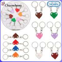 CHARMHOME 2PCS ของขวัญเครื่องประดับ มิตรภาพ แยก จี้หัวใจ พวงกุญแจ การสร้างบล็อกพวงกุญแจ หัวเข็มขัด