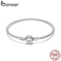 BAMOER Classic 100 925 Sterling Silver Love Forever Love Snake Chain Bracelets Women Sterling Silver Jewelry 17CM 19CM SCB105