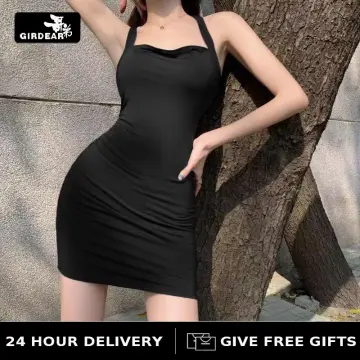 Women Sexy Black Dress Faux Leather Short Dress Halter Top Short Club Dress  Wet Look Latex Push Up Bra Mini Dresses Midi Slip Dress for Women