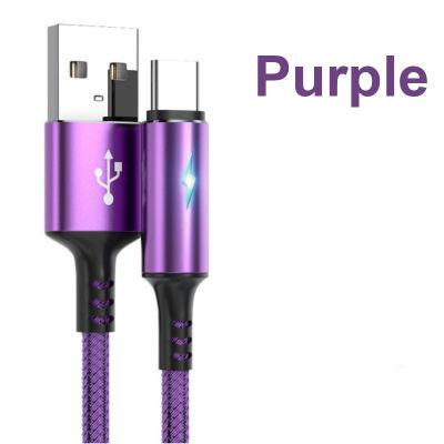 สายเคเบิลไมโคร Usb ชนิด C 5a ไฟ Led สายไฟรวดเร็วแอนดรอยด์เสี่ยวมี่ Huawei สำหรับชาร์จโทรศัพท์ข้อมูล Samsung ขนาดเล็ก