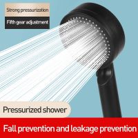 ↂ✷卍 Five-Speed Adjustable Large Water Spray Multi-Function Supercharged Water Saving Shower Head Black Silver Shower Single Head