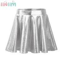 【CC】 Kids Metallic Flared Pleated Skort Skirts Athletic Skirt with Waistband