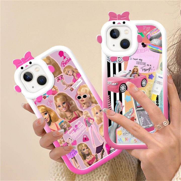 เคสสำหรับ-a15s-a15-oppo-a16-a35-a11s-a16k-a16s-a31-2020-a3s-a12e-a5s-a12-a53s-3d-สีชมพูสำหรับหญิงสาวเคสมือถือตุ๊กตาบาร์บี้เจ้าหญิงโปร่งใส-tpu-พลาสติกน่ารักใส